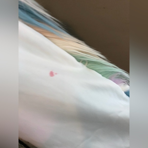 Pastel color-block shaggy faux fur coat XL - Picture 2 of 9